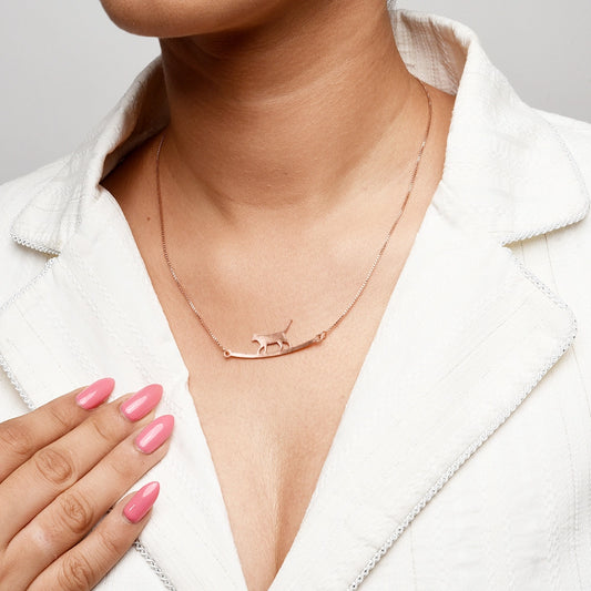 Strolling Cat Necklace with whimsical cat pendant on a delicate chain