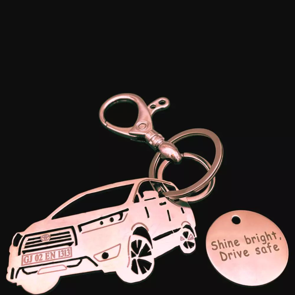 Custom name Toyota Innova Crysta car keychain