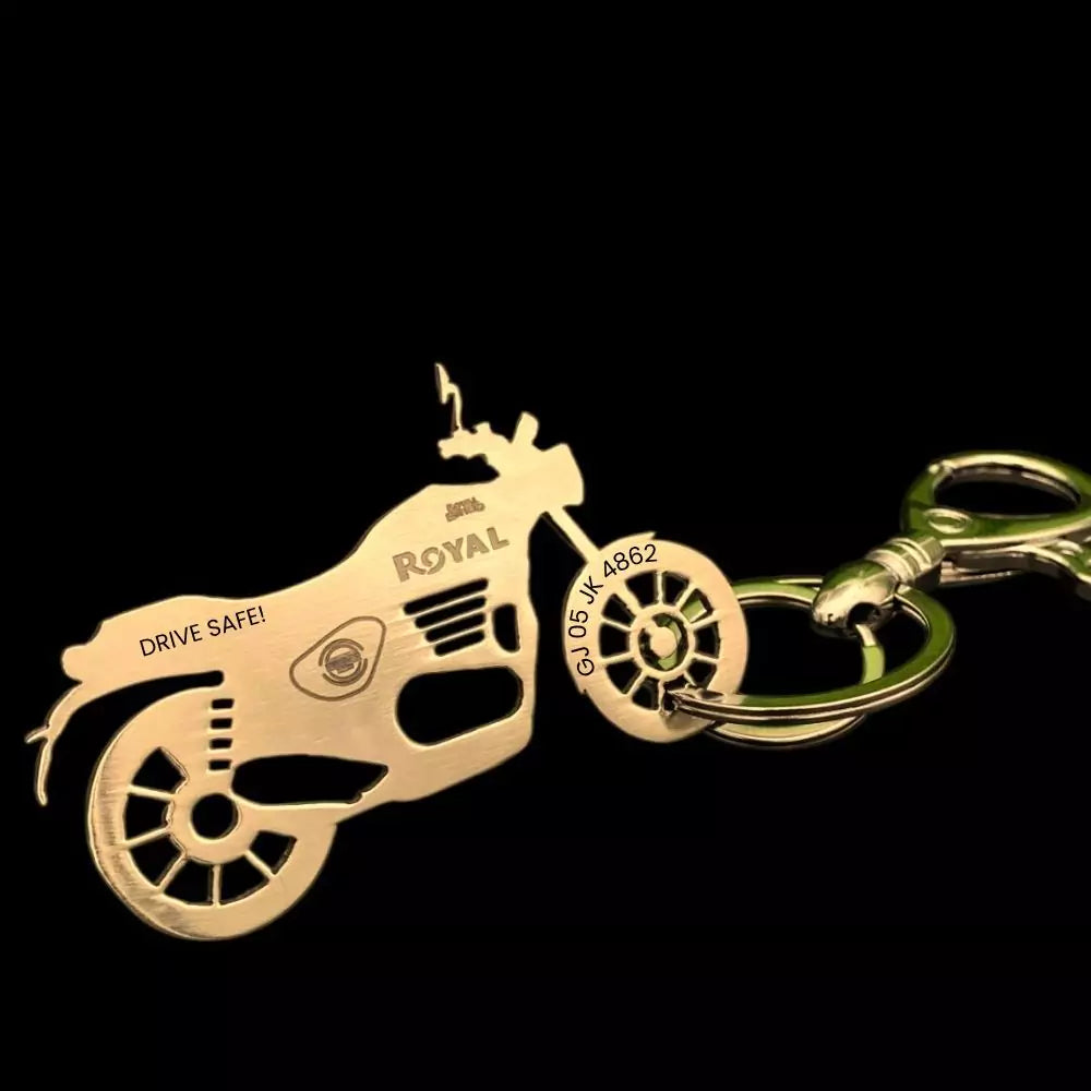 Personalized gold keychain for Royal Enfield Hunter 350 riders