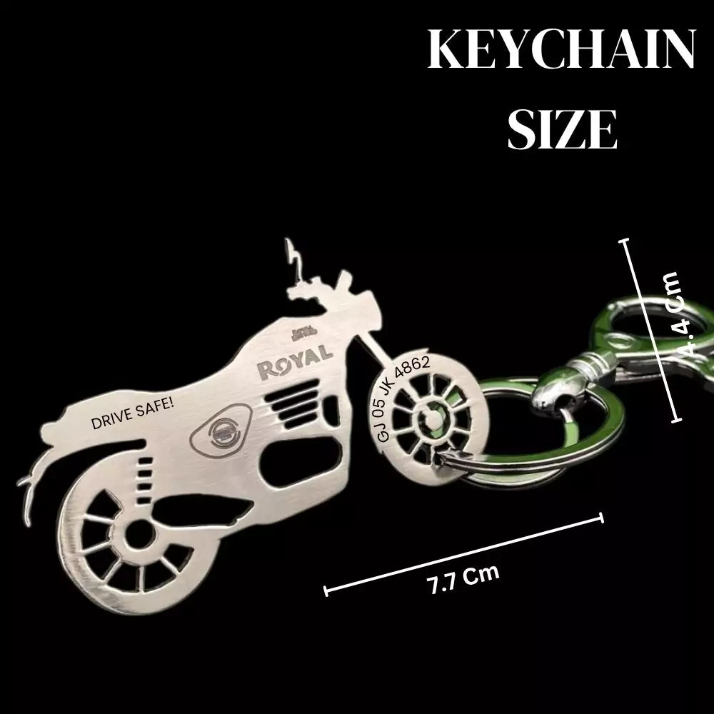 Custom sideview Royal Enfield Hunter 350 keychain in stainless steel and brass