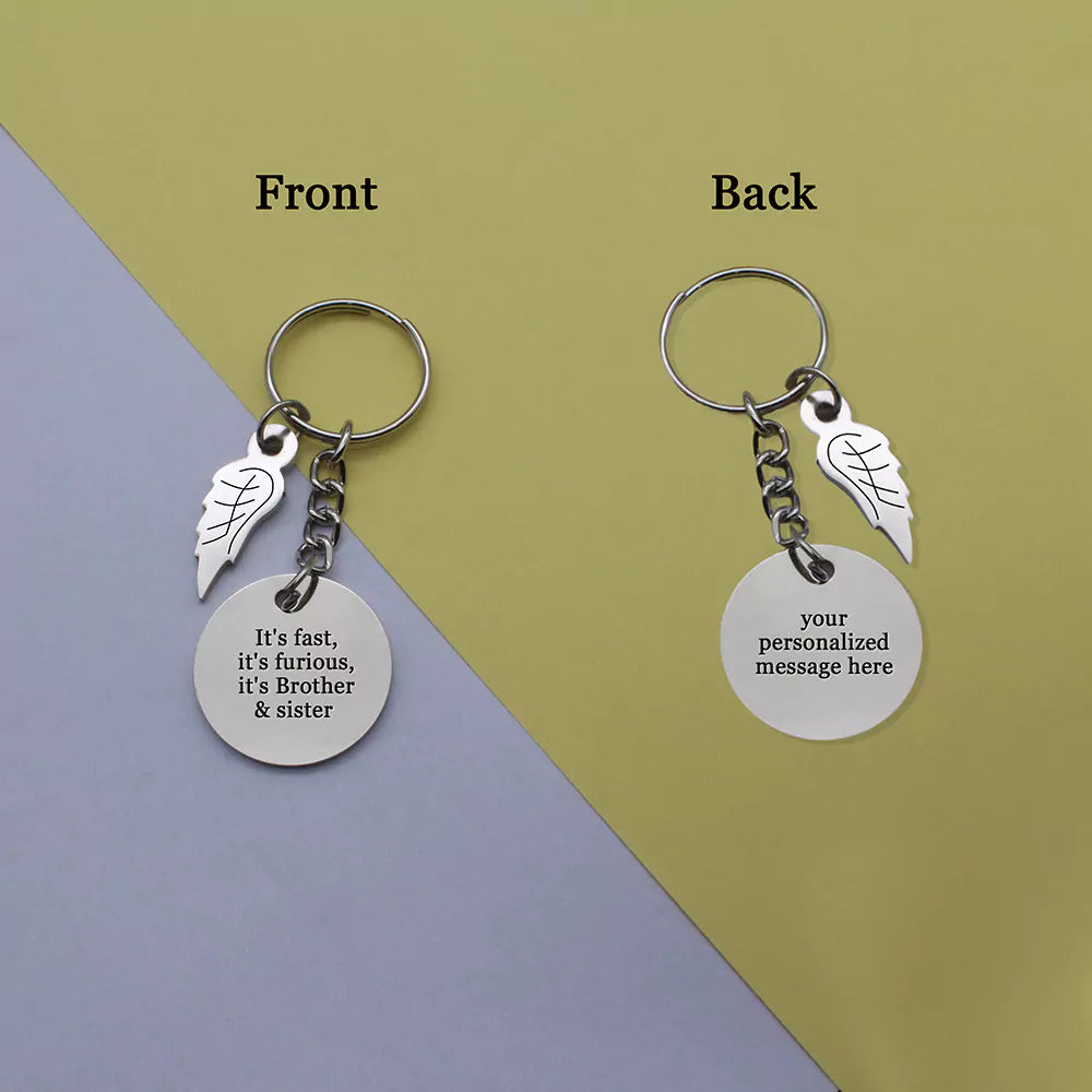 Siblings Forever Feather Keychain