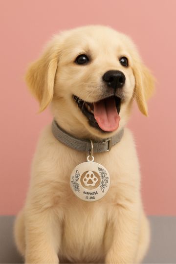 Golden Retriever Dog Name Chain Collar Dog Mini Photo Frame Collar