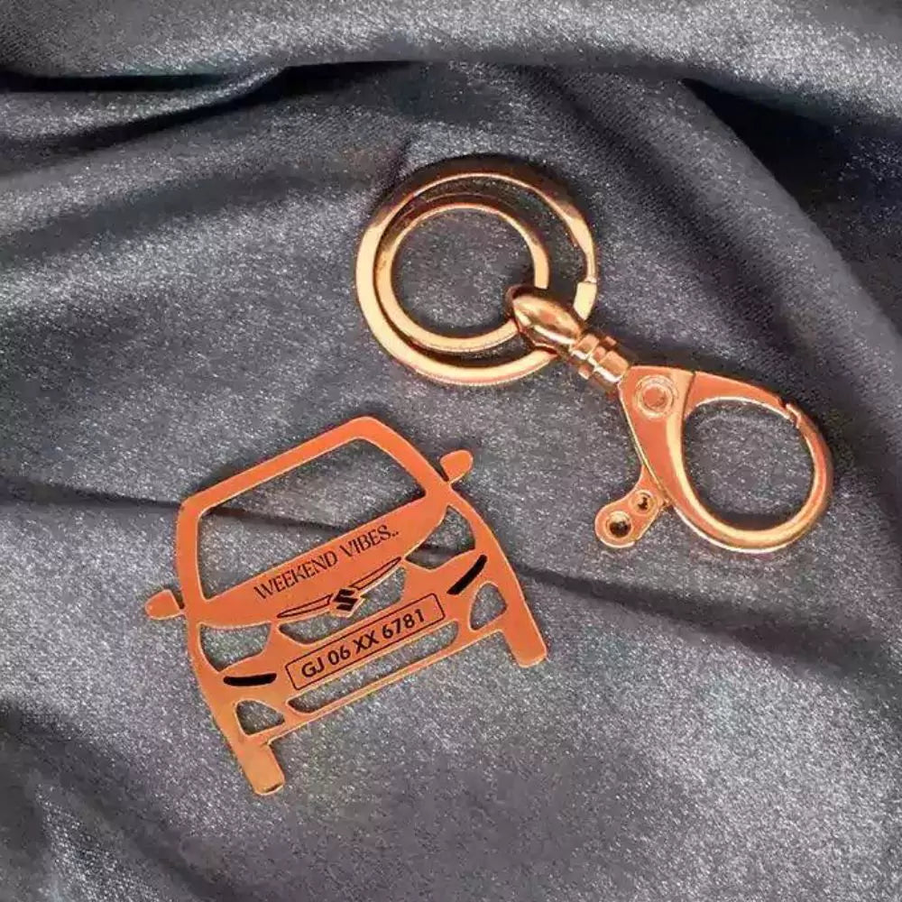 Stainless steel Alto K10 custom name keychain for car lovers