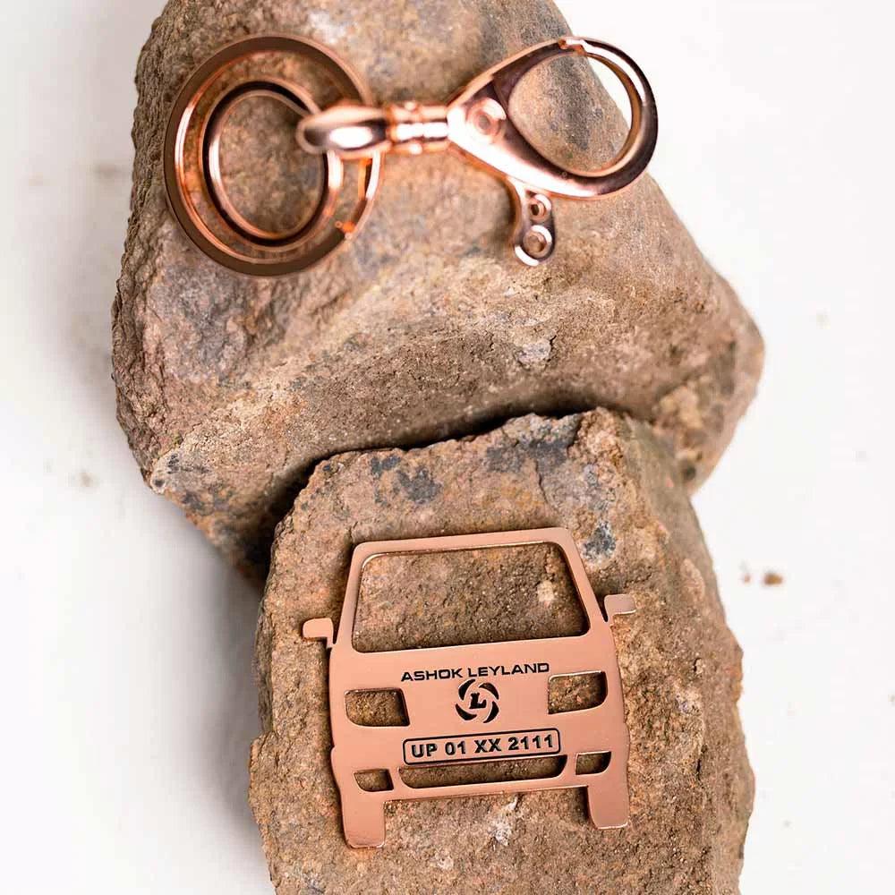 Ashok Leyland Dost keychain silver stainless steel personalized
