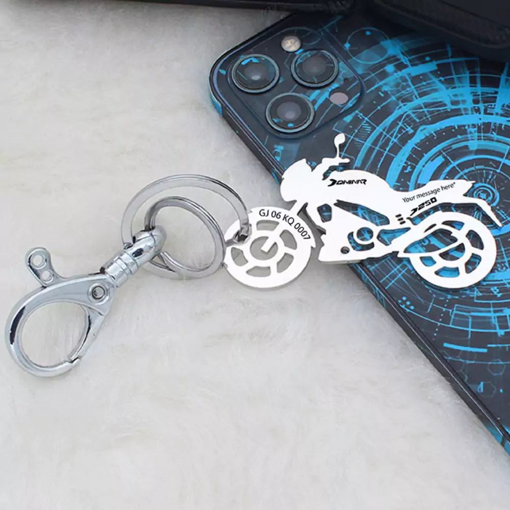 Bajaj Dominar 250 personalised keychain with name – perfect gift for bikers
