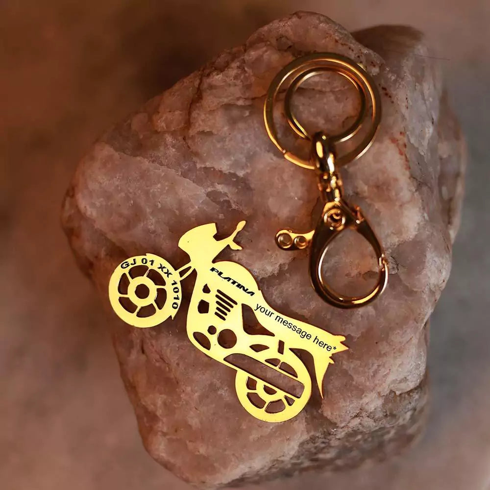 Bajaj Platina personalised keychain with name – ideal gift for bikers
