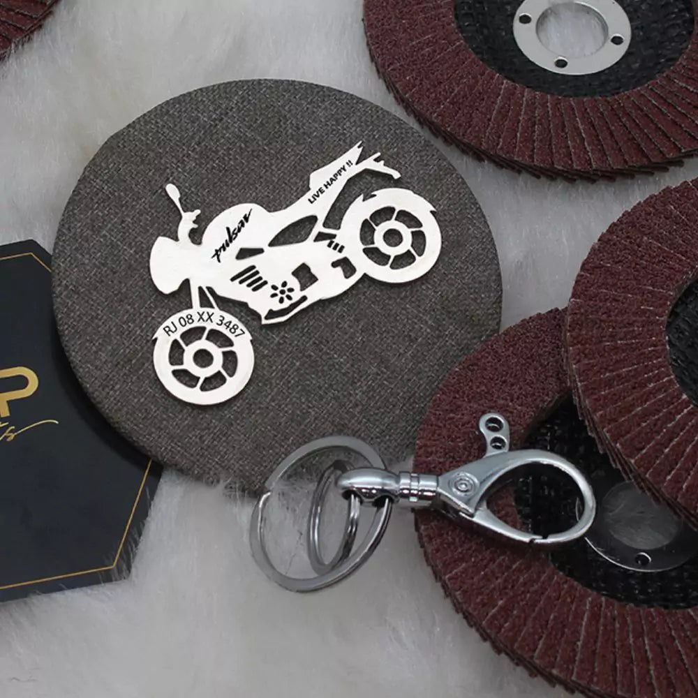 Bajaj Pulsar NS 125 personalized metal keychain with engraving