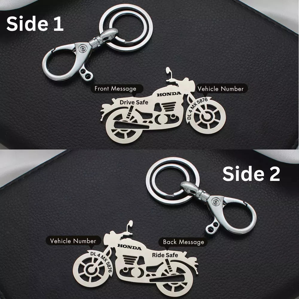 Custom engraved Triumph Scrambler T4 motorcycle keyring