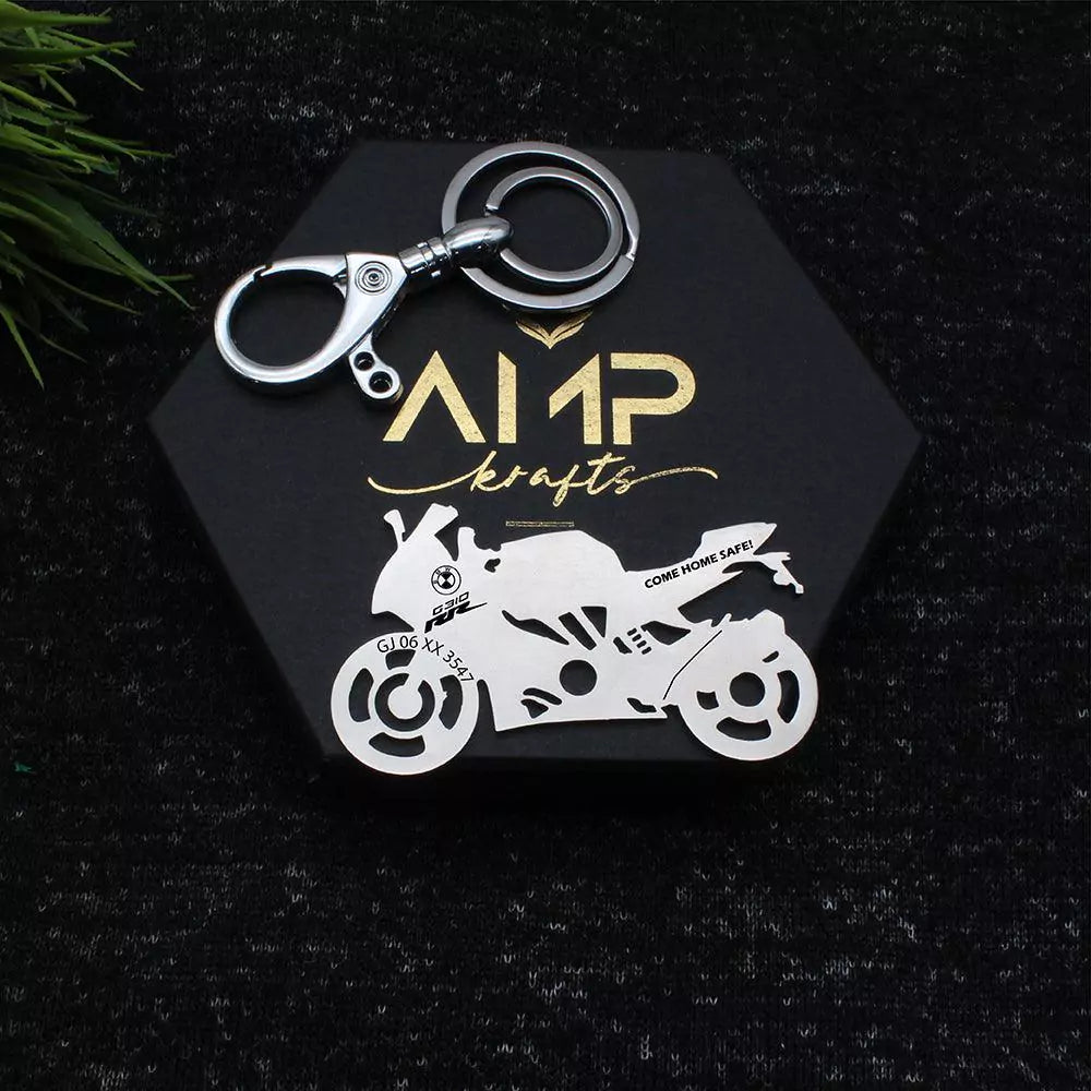 BMW G310 RR personalised keychain with name – perfect gift for bike lovers