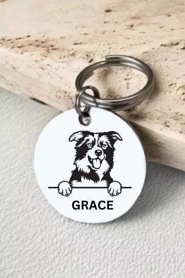 Border Collies Dog Tag Collar Personalized