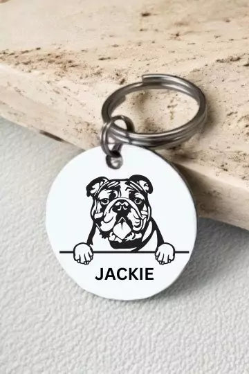 Buldog Dog Tag Collar Personalized