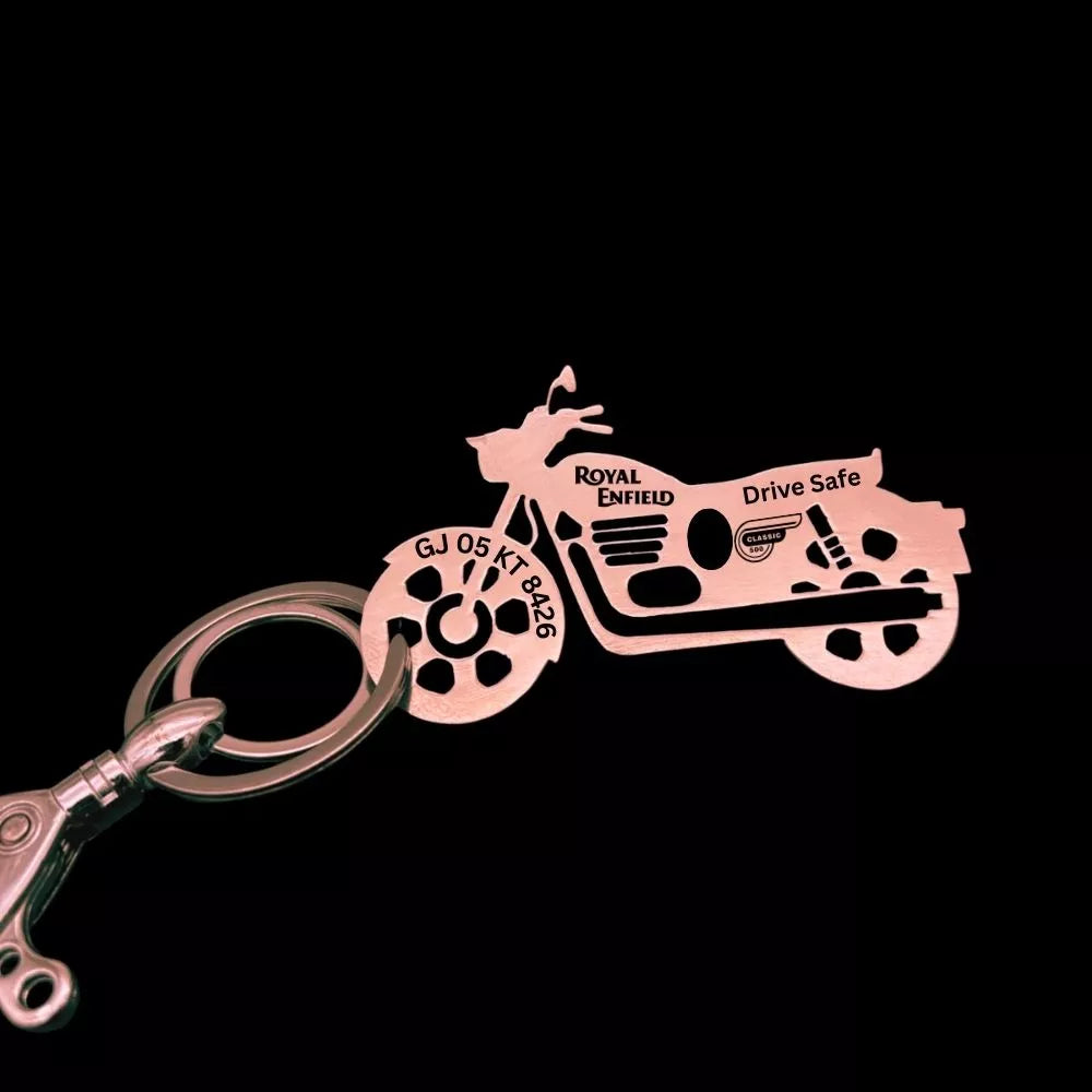 Custom Royal Enfield Classic 500 bike keychain engraved name