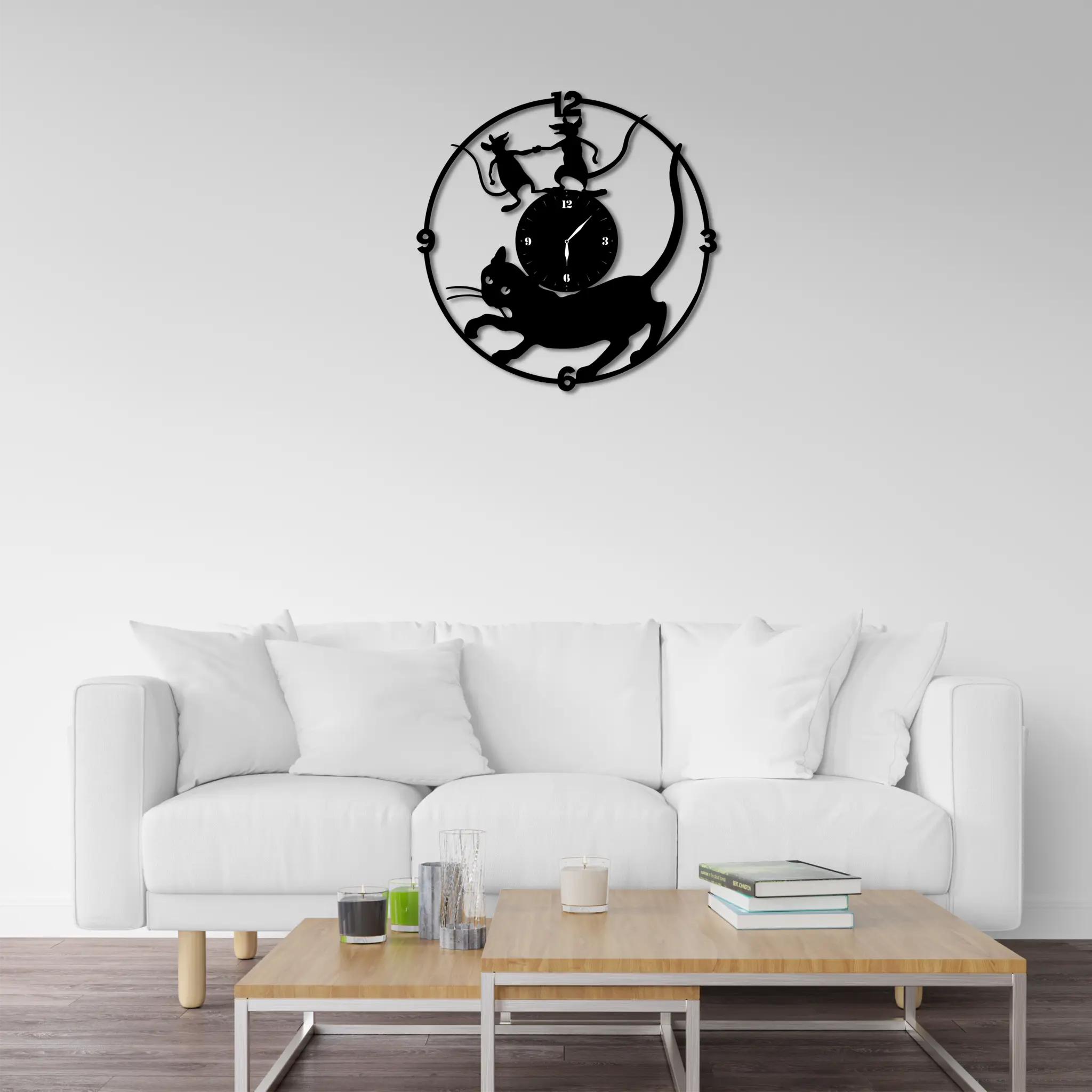 Adorable cats wall art, animal artwork, bedroom décor, kittens Metal record clock, gift for girlfriend's birthday, and nursery décor