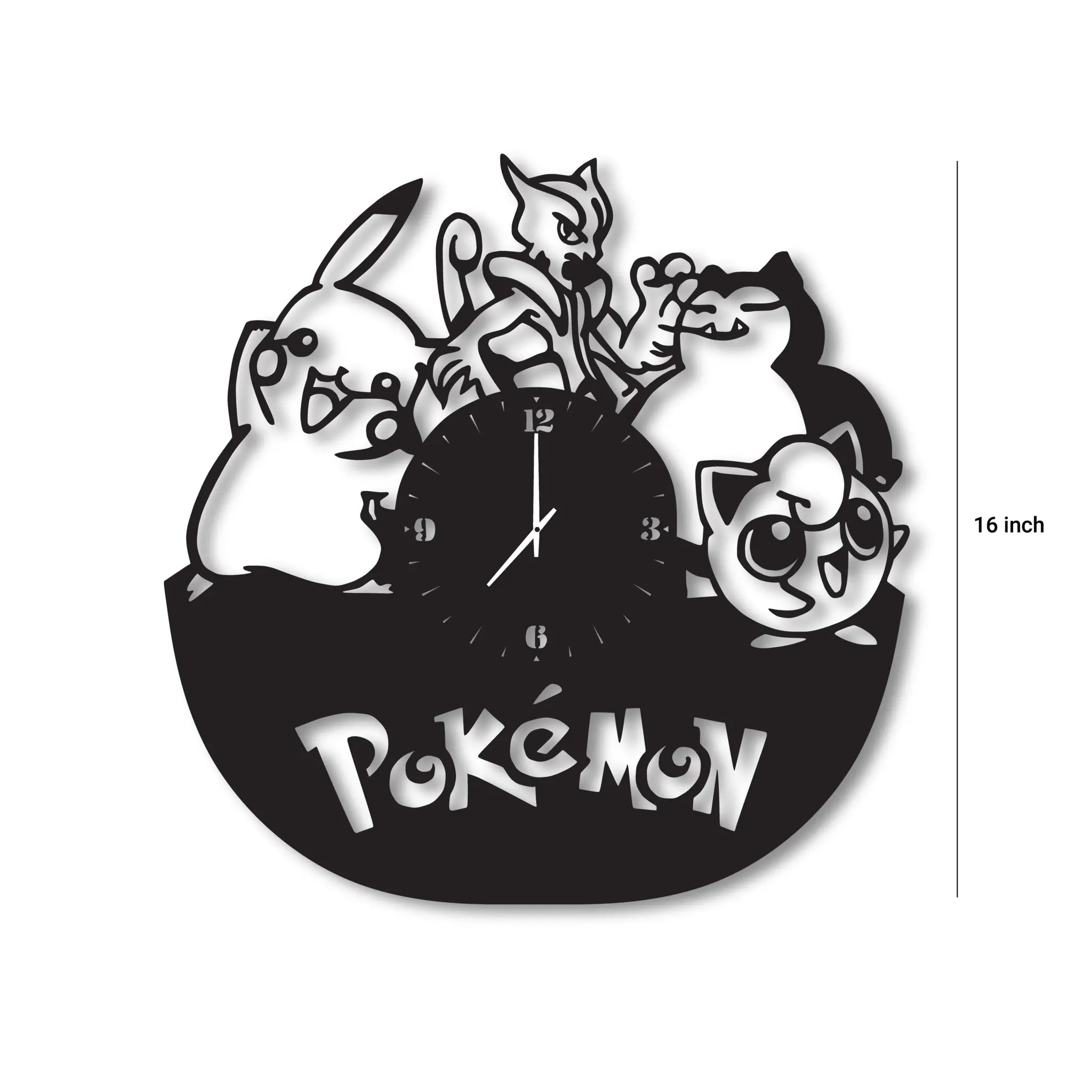 Pokémon Metal Record: Contemporary Clock Anime Characters with Original Art for Kids' Room Wall Decor Present for Son's Birthday