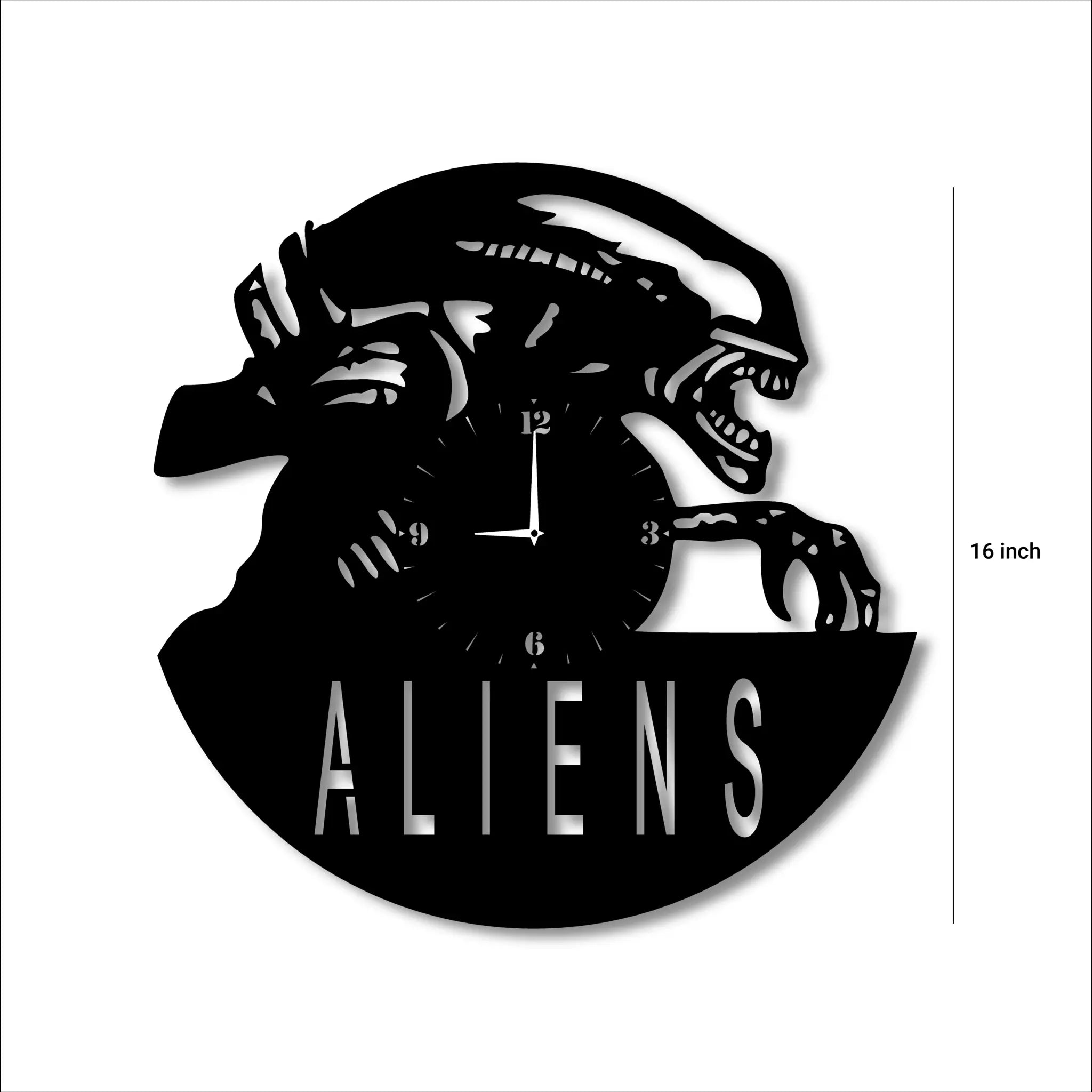 Vintage Home Living Art DécoR | Alien Metal Record Clock | Gift for Horror Film Fans | Inventive Kitchen Dinning Man's Cave Wall Décor |