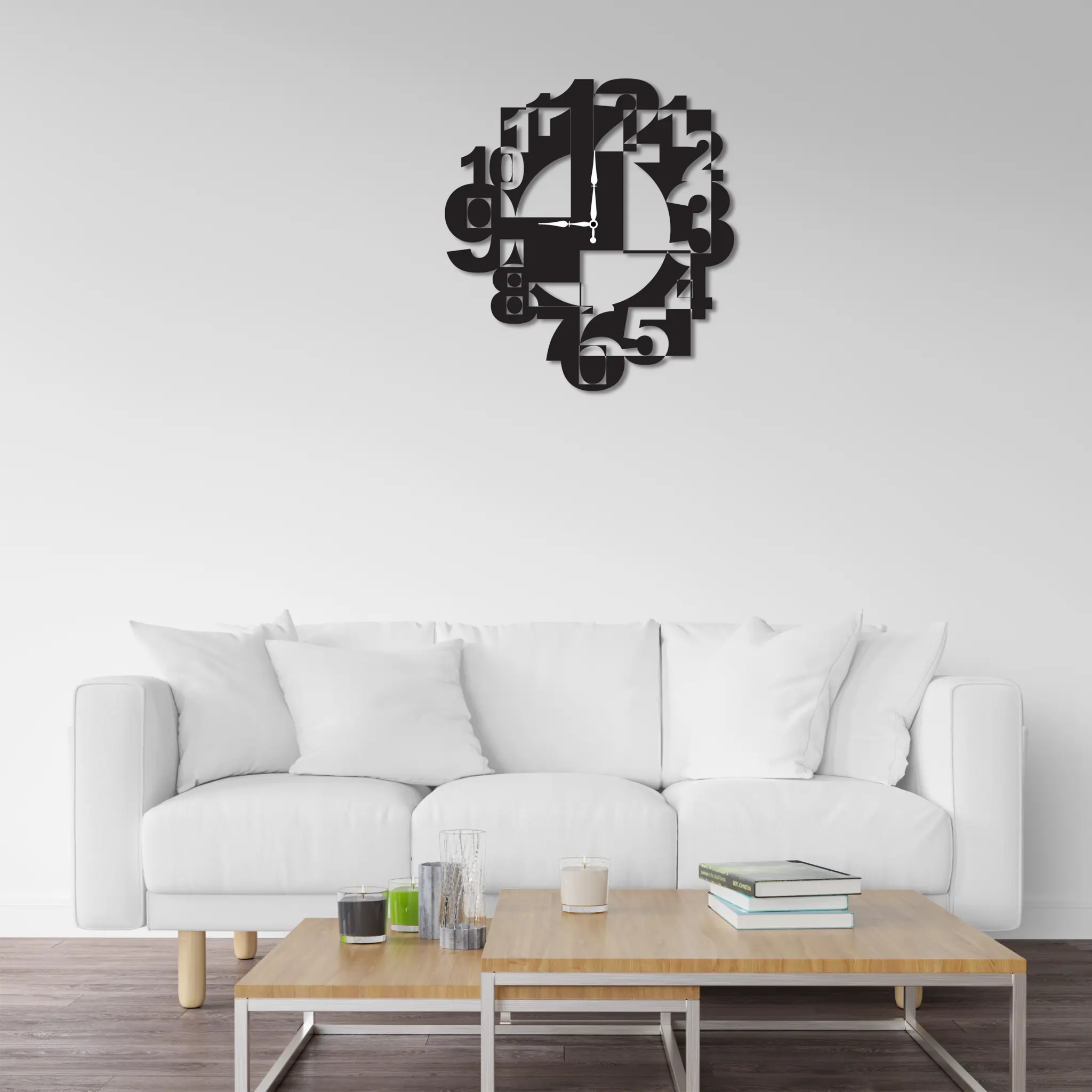 Wall Clock with Big Numbers, Metal Modern Design, Expansive Design, Metal Construction, Numbers Display, Industrial Wall Clock, New House Present