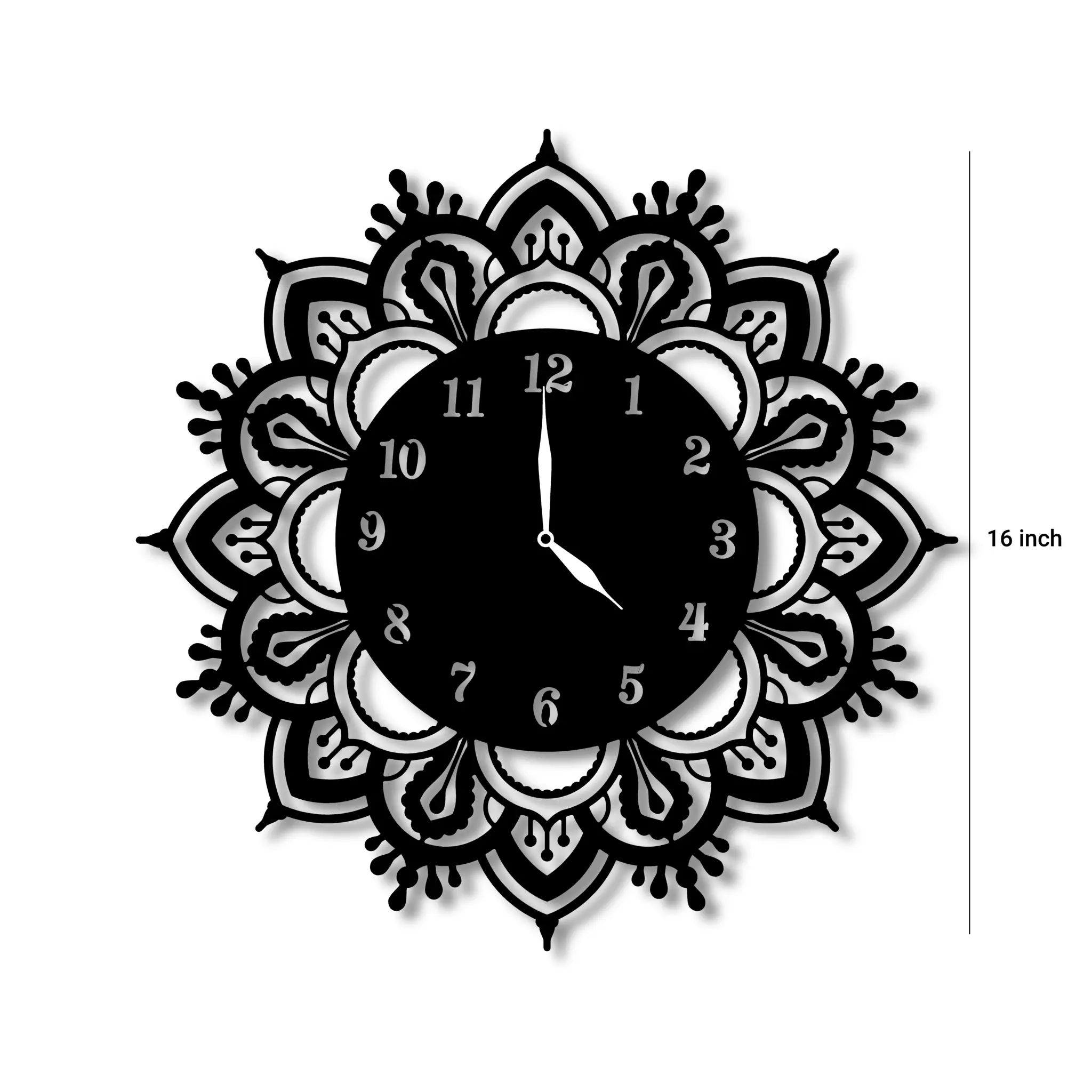 Filigree Mandala Wall Clock, silent sweep Metal decor, housewarming gift, natural birch wood, delicate lace accent, Metal hanging art