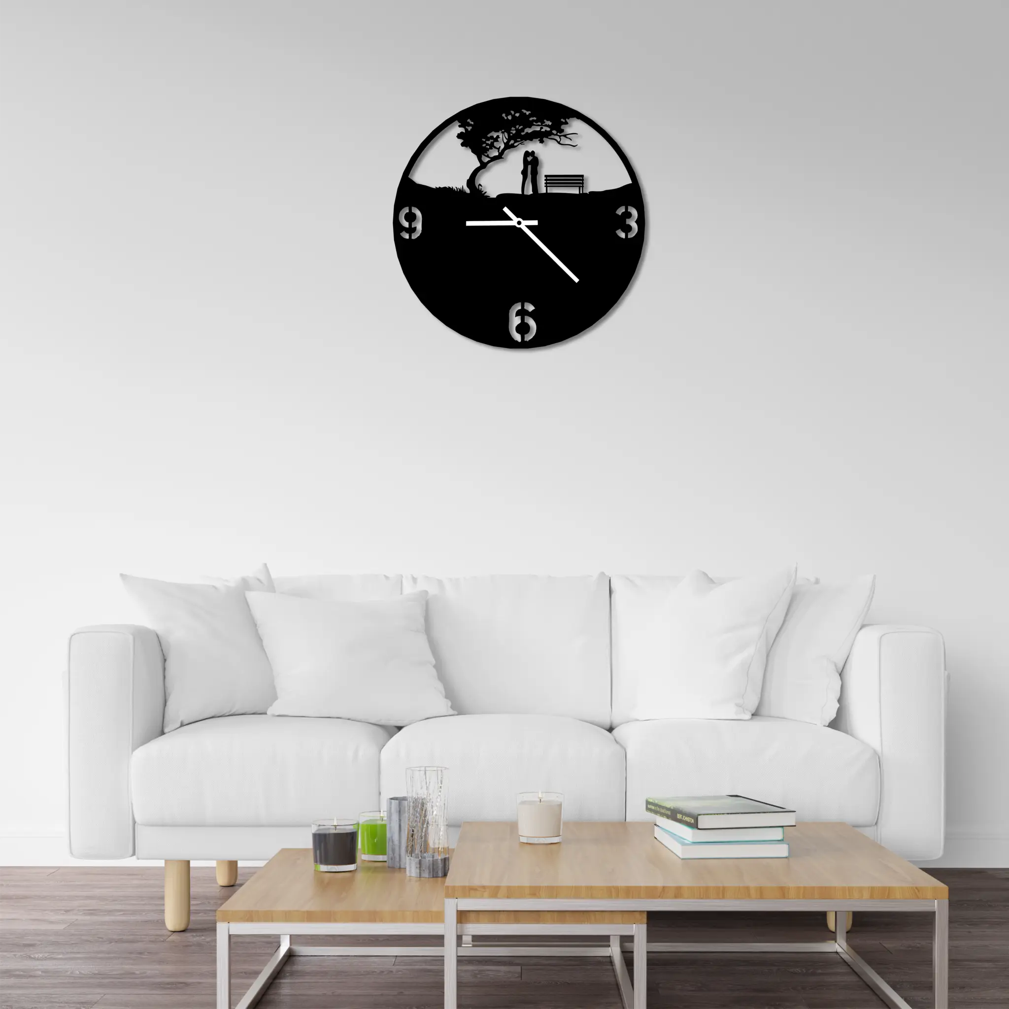 Anniversary Metal Record Artistic Wall Clock for Love and Romance in Living Room Decoration for a Couple; a Special Present for a Married Couple