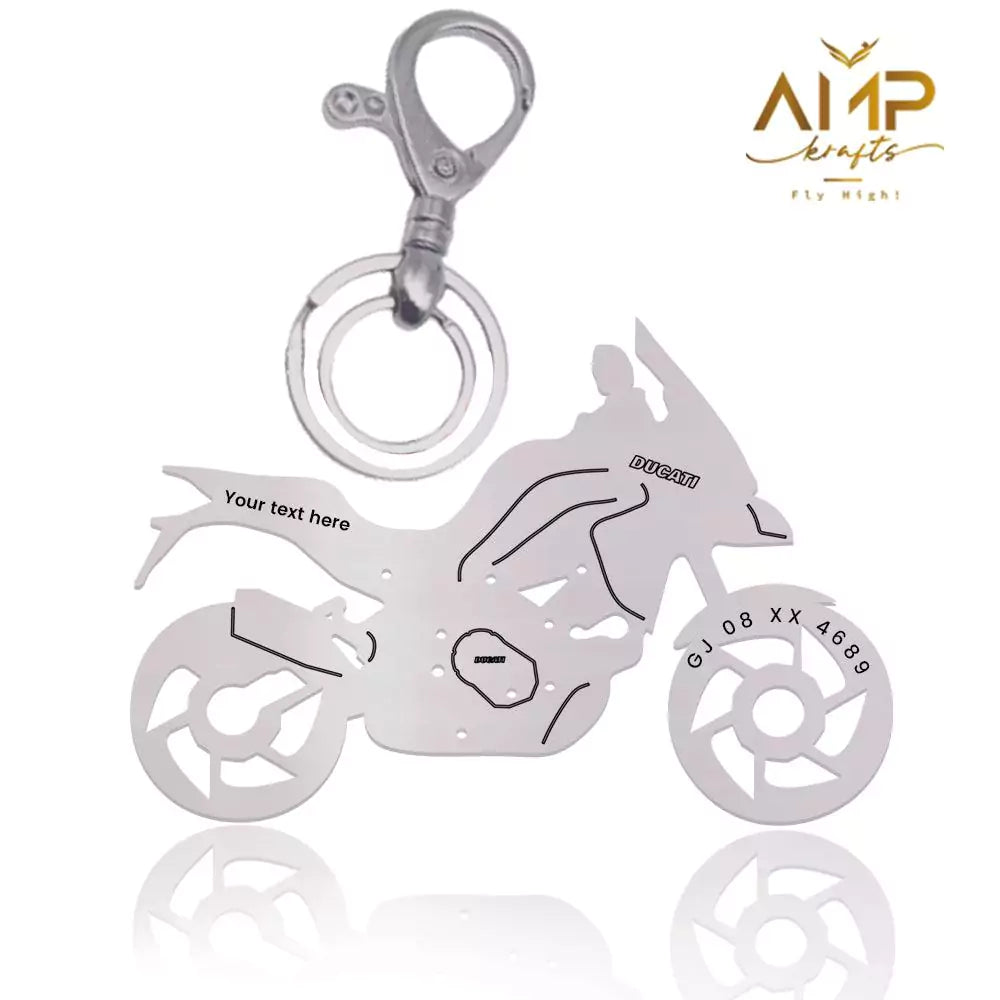 Ducati adventure bike model keyring engraved metal accessory