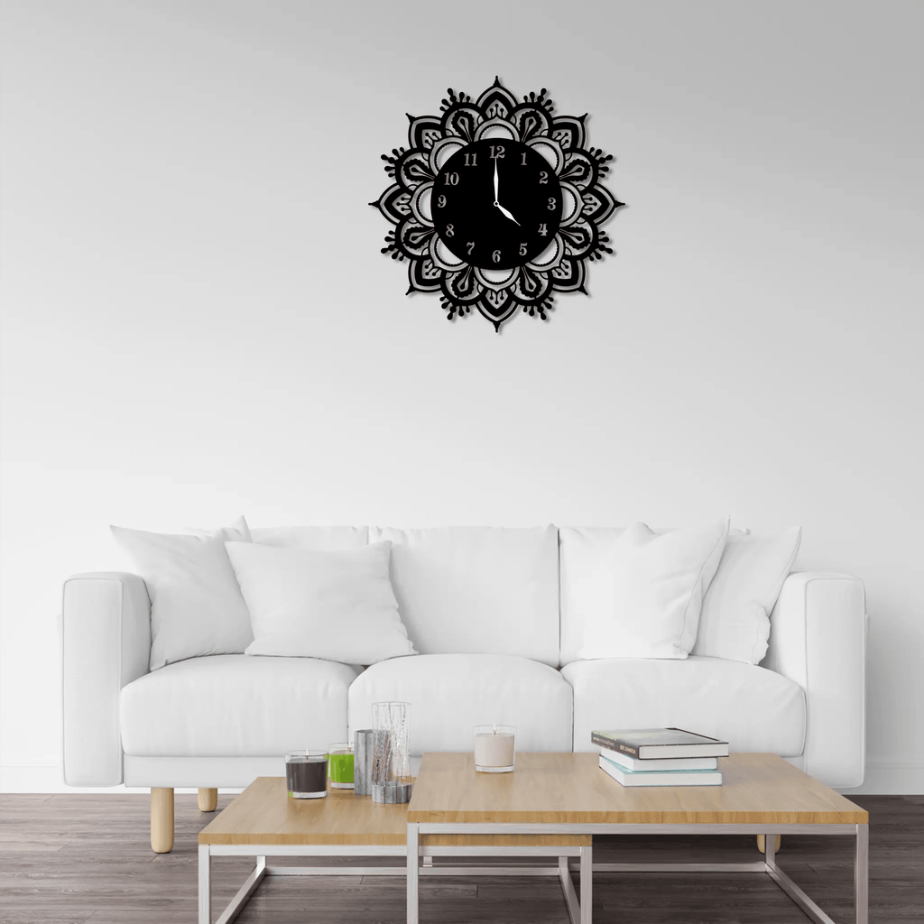 Mandala Silver Wall Clock, Bohemian Wall Clock, Mandala Wall Clock Numbered top Classic Design, Modern Wall Clock, Mandala Clock, Silver Clock