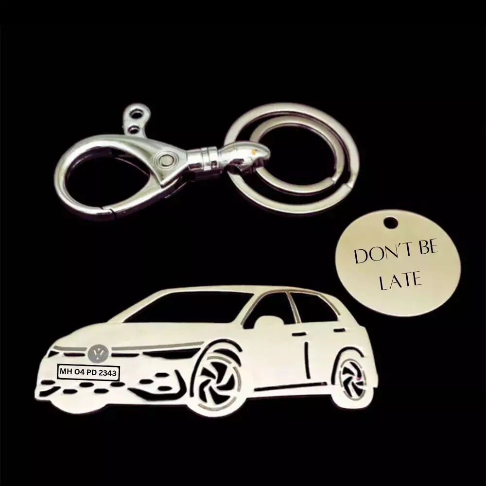 Volkswagen Golf GTI engraved metal keychain stainless steel brass