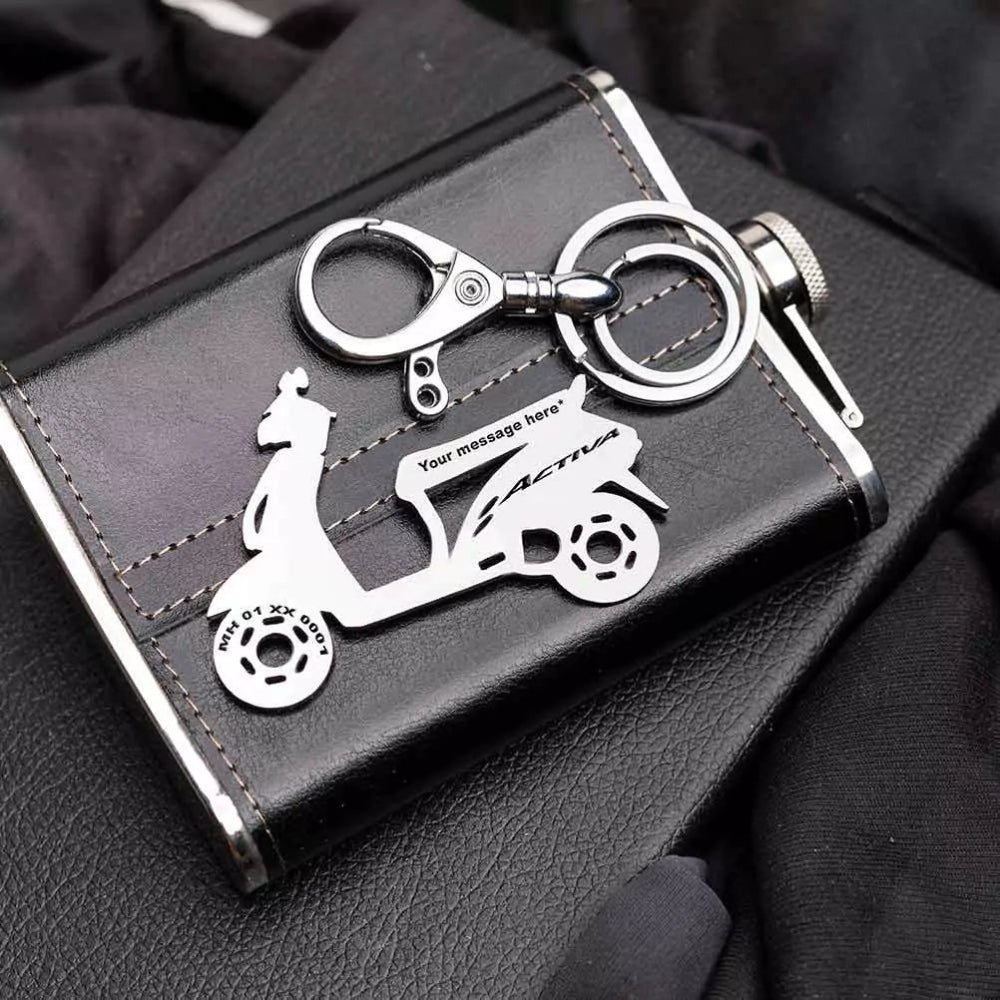 Thoughtful gift keychain for parents riding Honda Activa