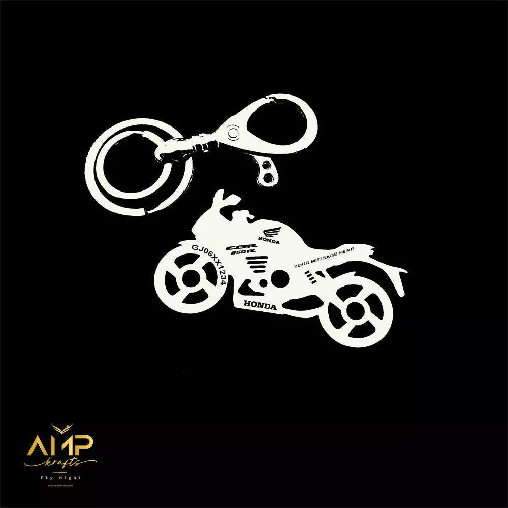 Minimal Honda CBR650R custom name keychain for sport bike riders