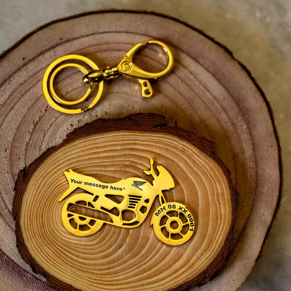 Custom Honda Unicorn keychain engraved with name for a special someone