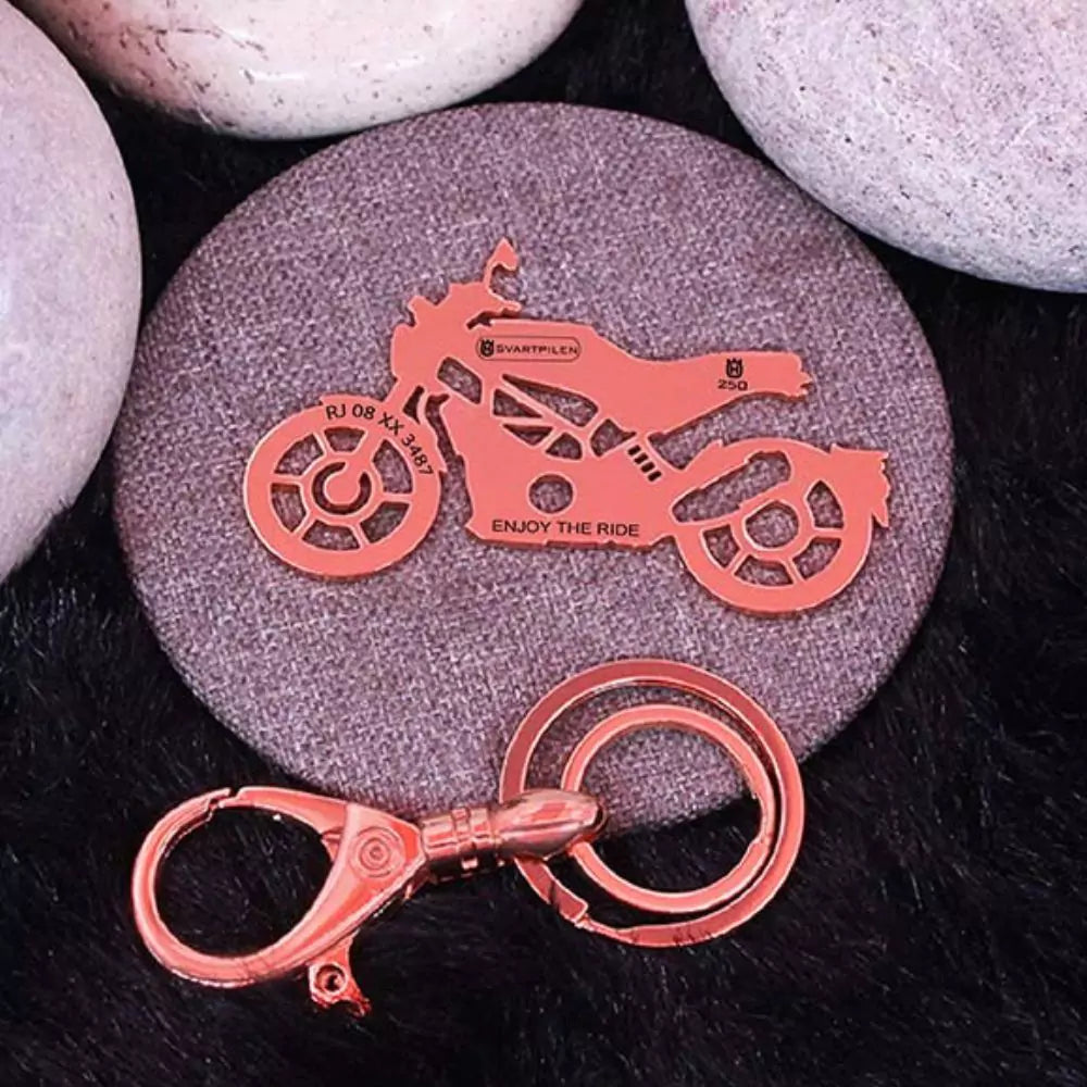 Custom engraved keychain for Husqvarna motorcycle owners