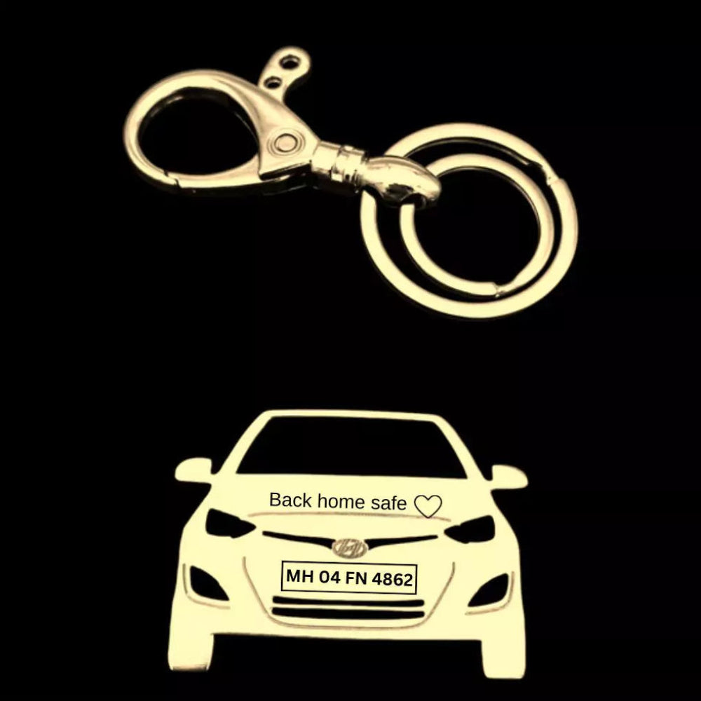 Custom name Hyundai i20 2014 car keychain silver gold rose gold