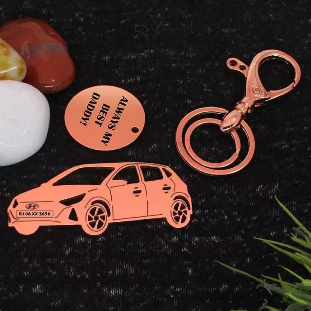 Hyundai Elite i20 2020 custom keychain, minimal form with depth