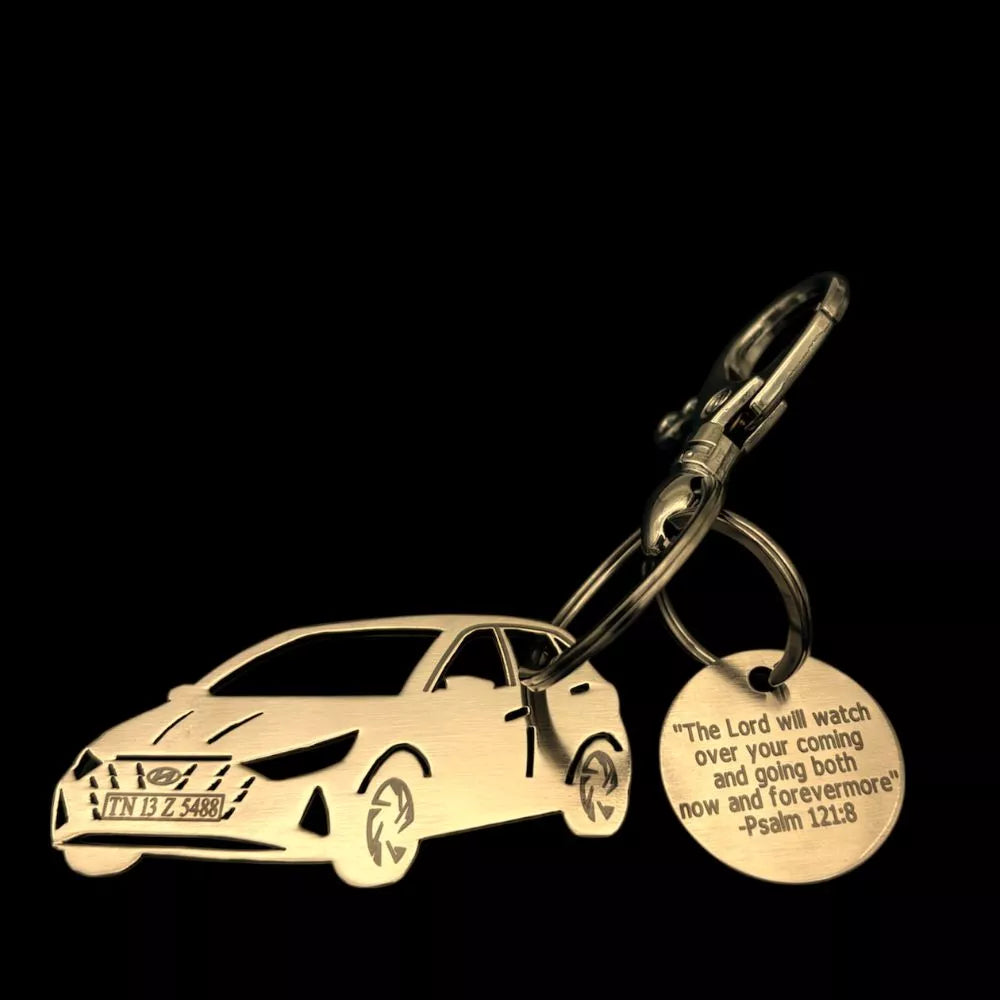 Subtle luxury gift for car lovers, Hyundai i20 Asta personalized keychain
