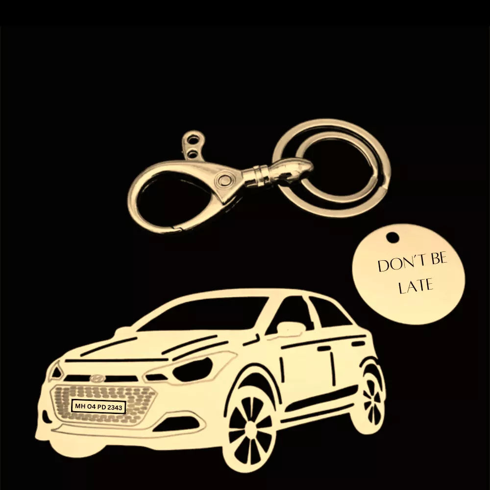 Hyundai i20 Sports 2015 engraved metal keychain SS304 and brass