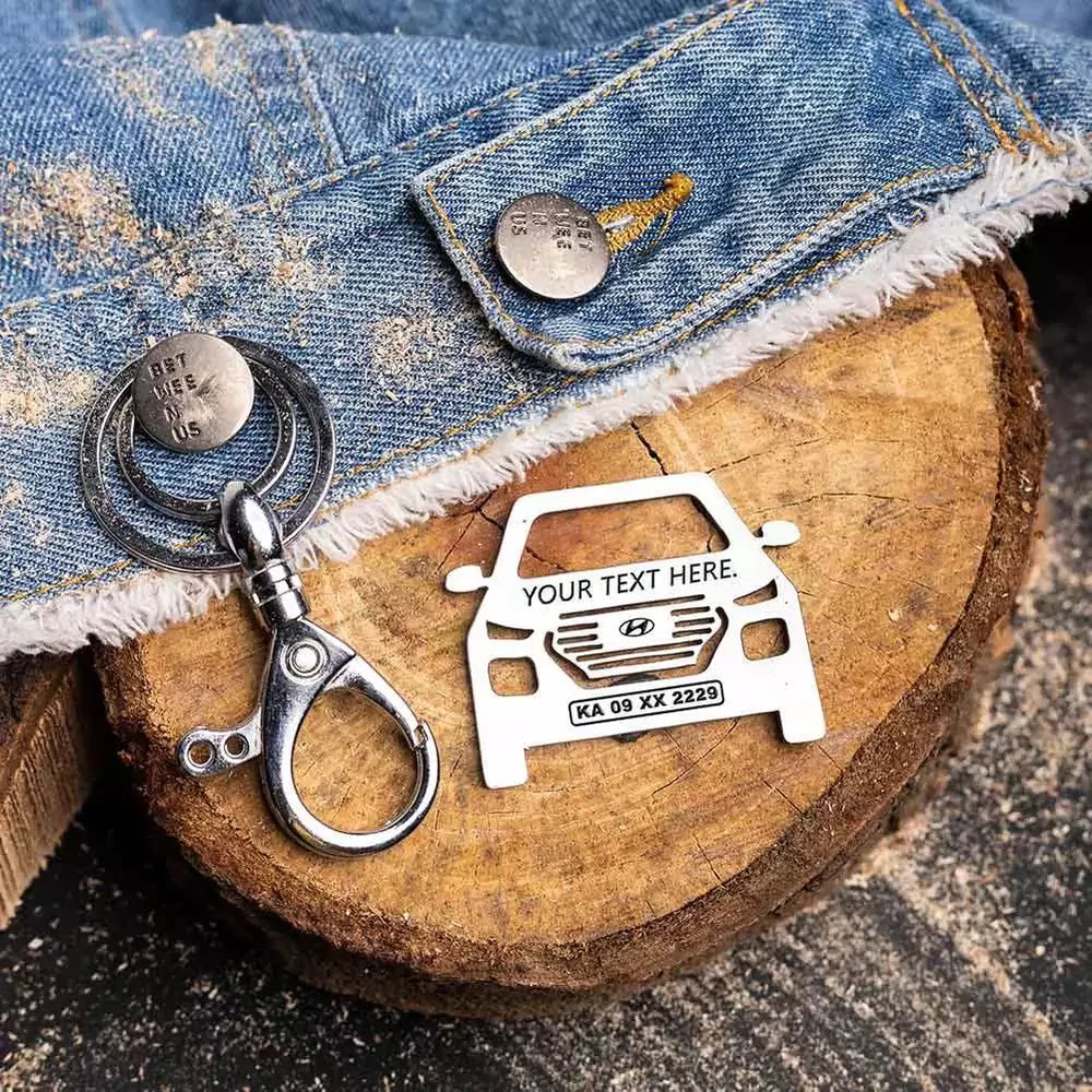 Hyundai Venue engraved keychain, minimal keepsake for urban car owners