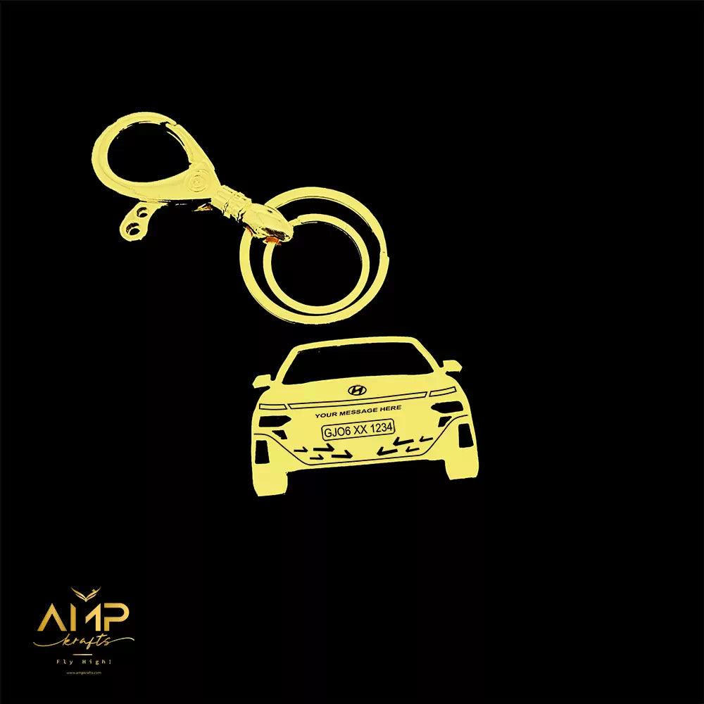 Personalized Hyundai Verna 2023 stainless steel keychain silver finish