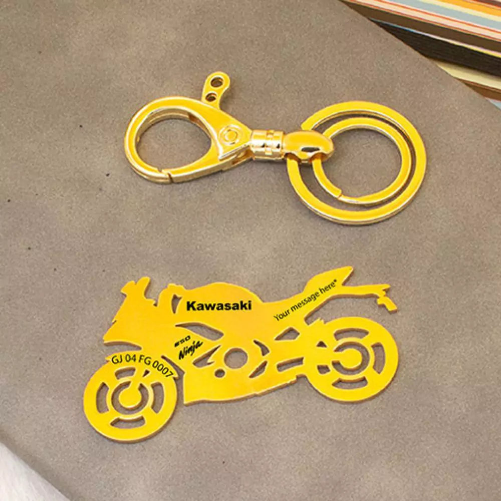 Premium engraved Kawasaki 650 keychain in durable metal finish