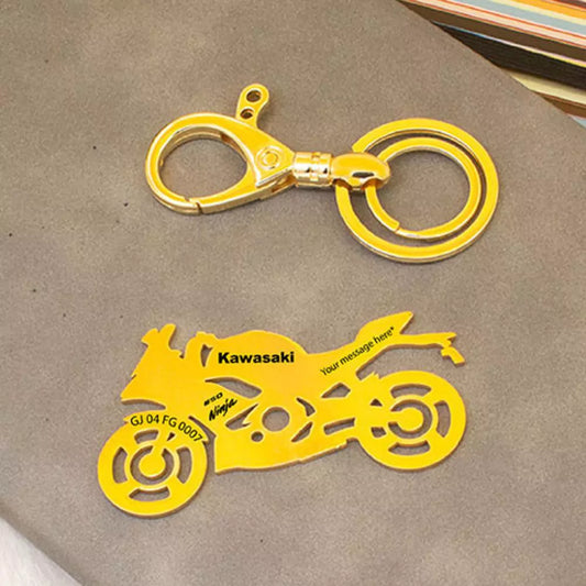 Premium engraved Kawasaki 650 keychain in durable metal finish