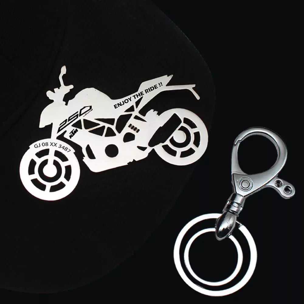 Personalized KTM Duke 250 keychain with custom name engraving