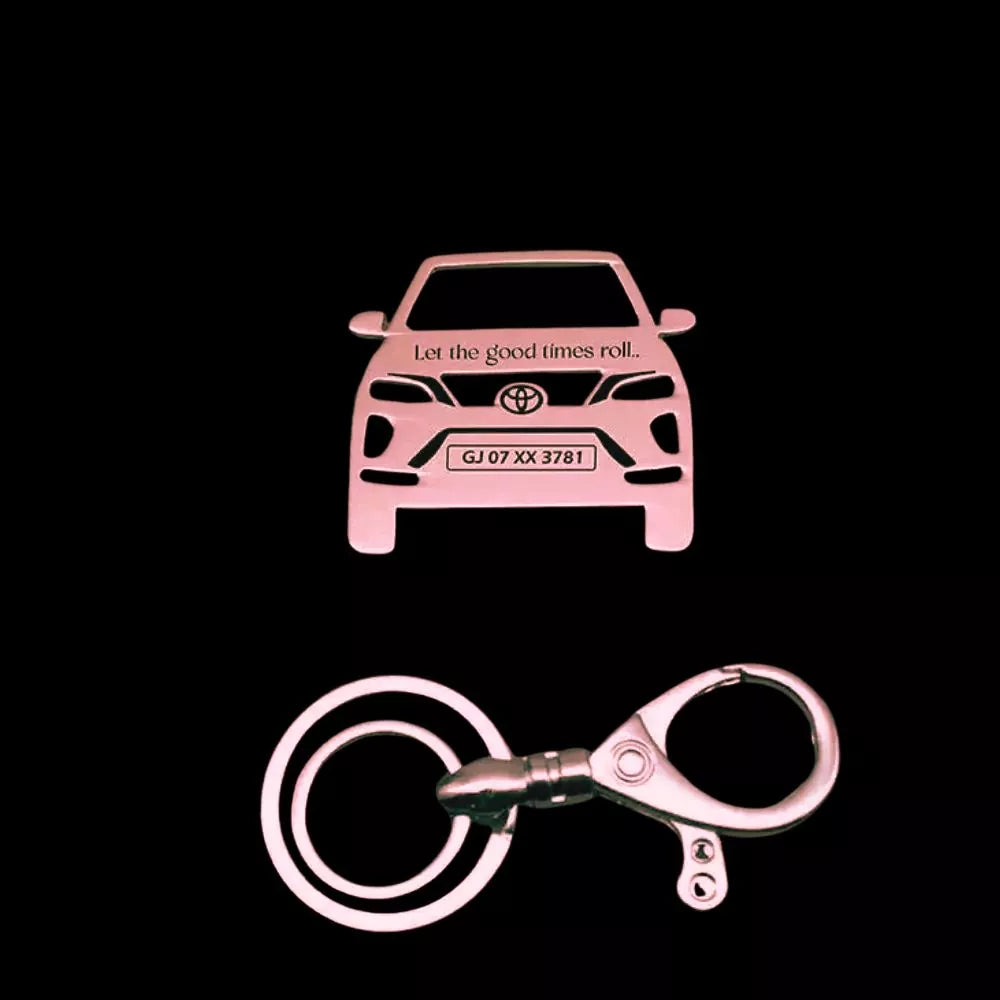 Rose gold Toyota Fortuner keychain for gifting