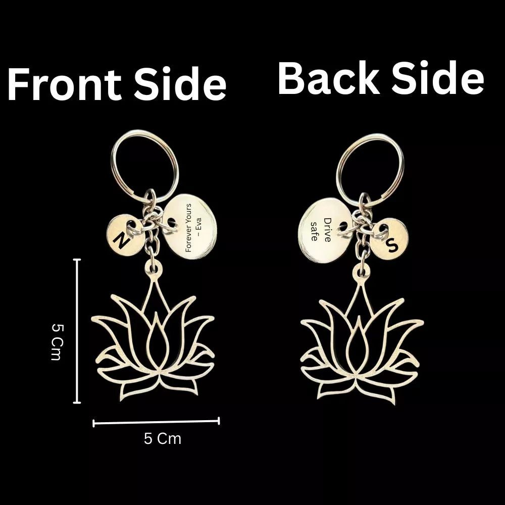 Lotus personalized name keychain for car lovers, custom engraved metal keyring gift