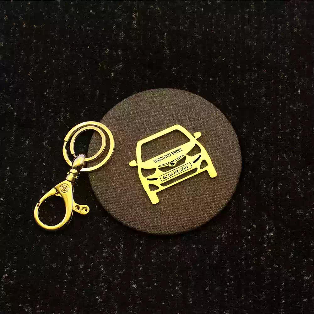 personalized keychain for Maruti Suzuki Alto K10, name and number plate keychain , silver keychain