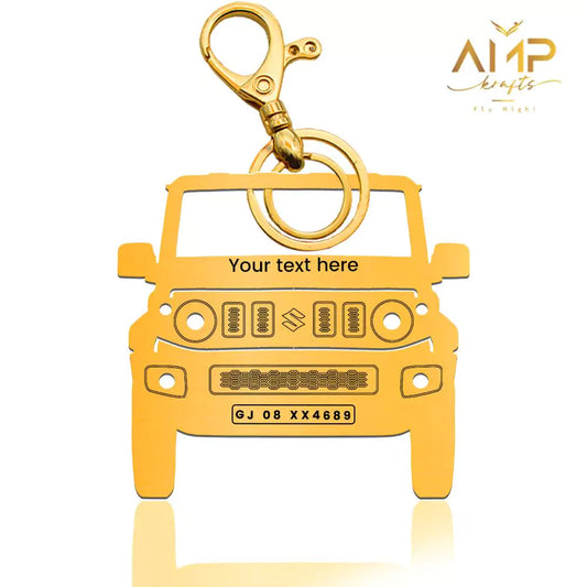 Maruti Suzuki Jimny personalized keychain with custom engraved name tag