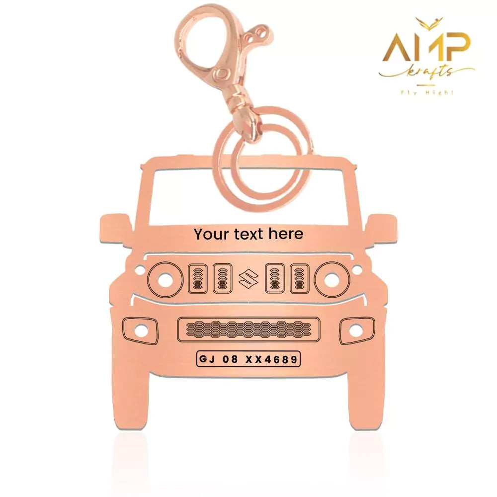 Custom Jimny car keychain gift in stainless steel, engraved metal tag