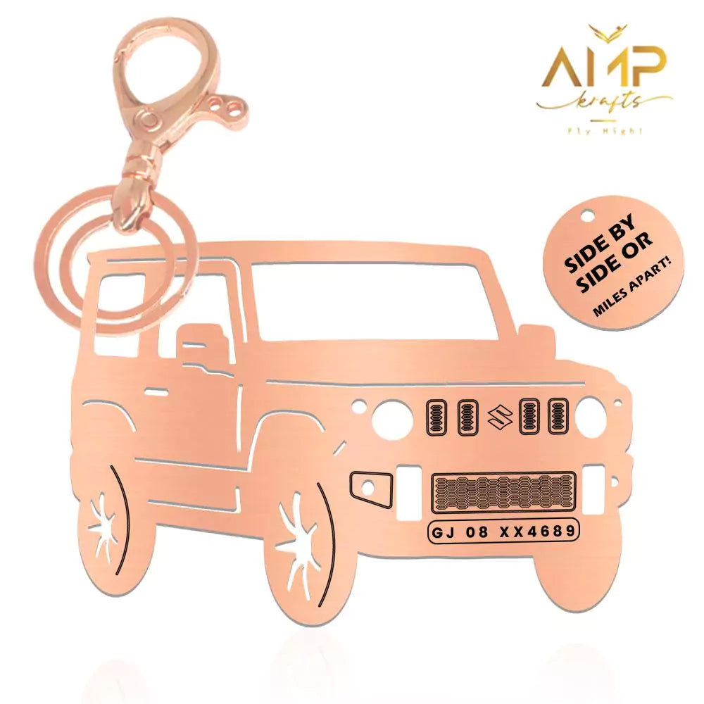 Engraved Maruti Suzuki Jimny keychain, luxury brass and SS304 build