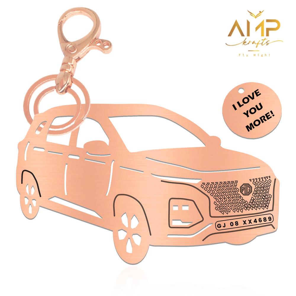 Personalized Name & Number Plate keychain | MG Hector Plus Keychain