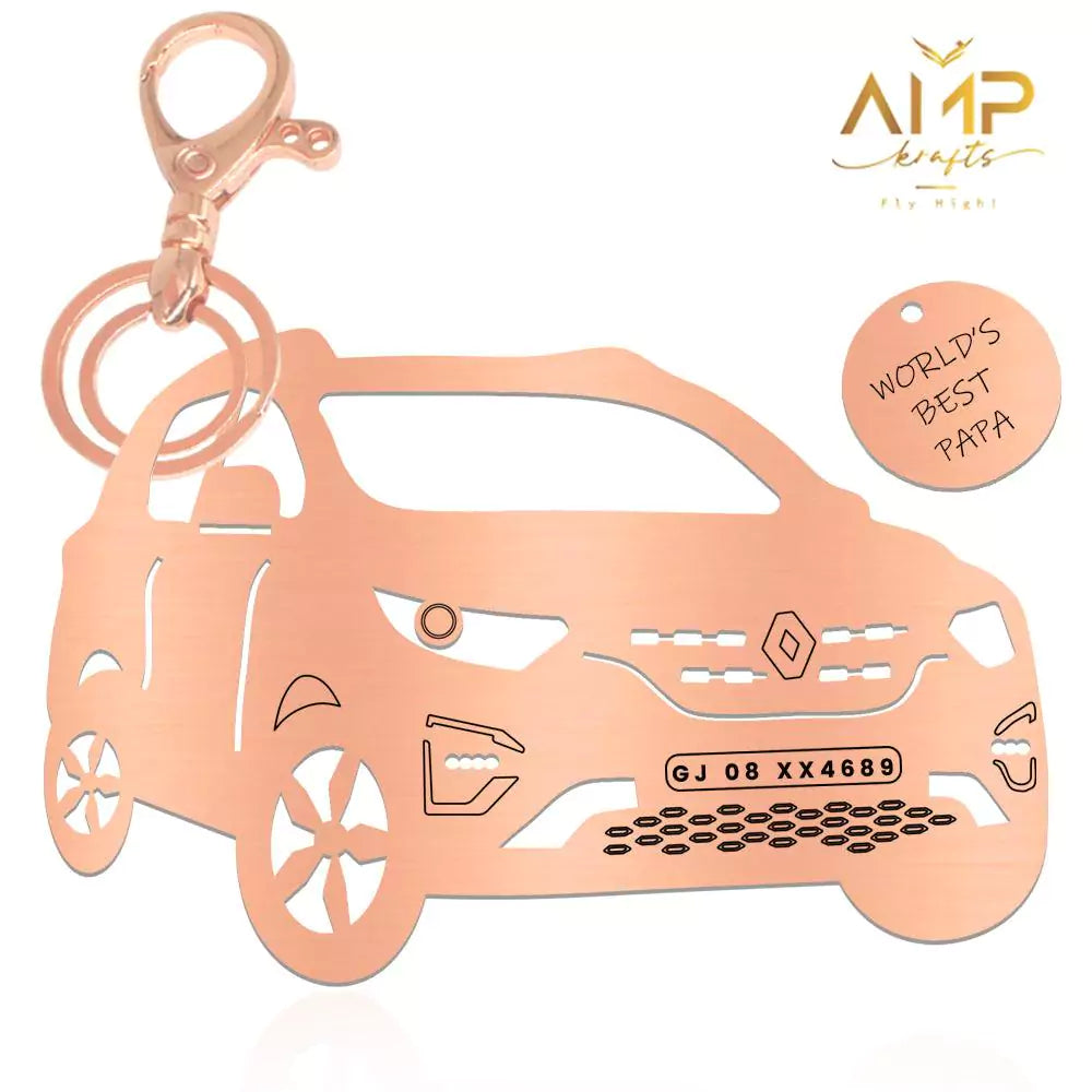 Car enthusiast gift Renault Kwid Climber keychain silver for him durable brass
