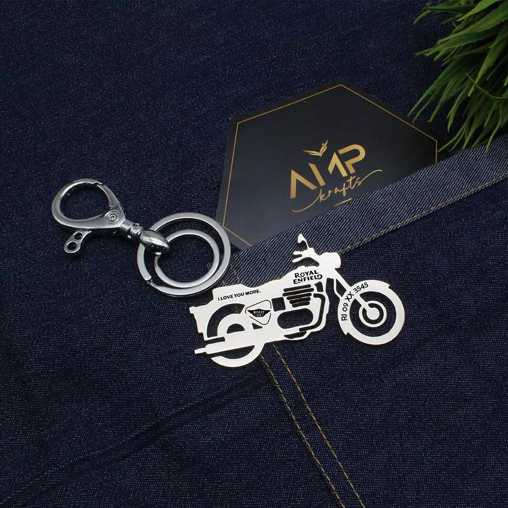 Premium metal keychain crafted for Royal Enfield Bullet 350 riders