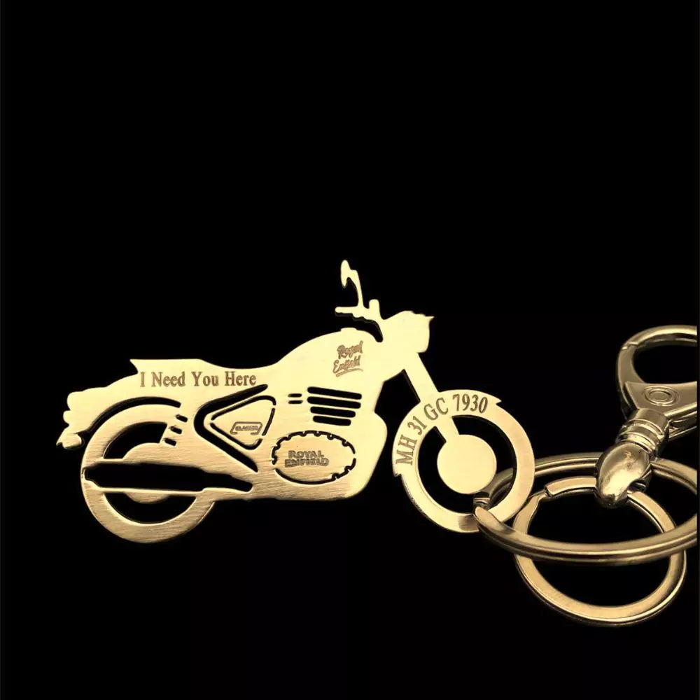 Royal Enfield metal keyring in silver gold and rose gold