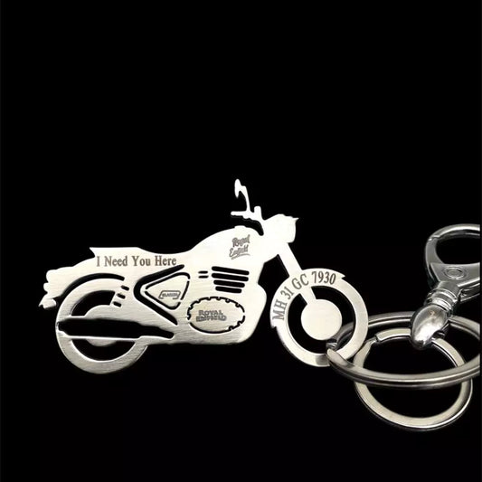 Royal Enfield Classic 650 engraved metal keychain stainless steel brass
