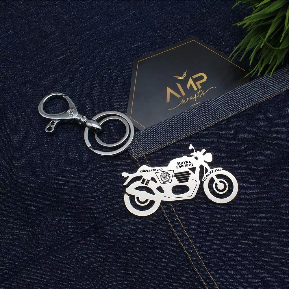 Personalized Royal Enfield Continental GT 650 keychain with name engraving
